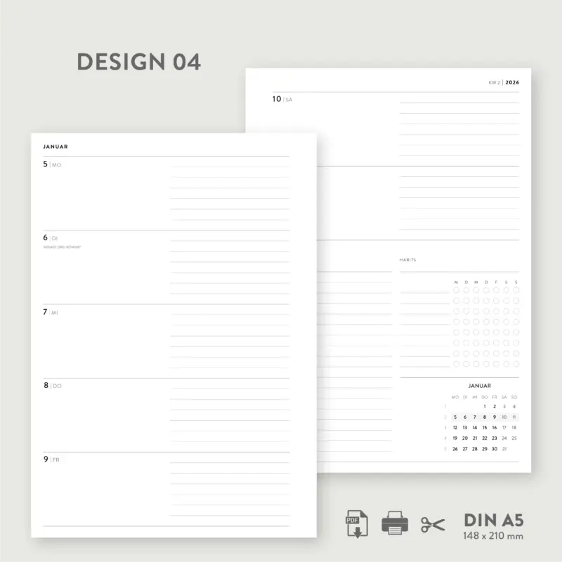 2026 Kalender horizontal Design 04 - PDF