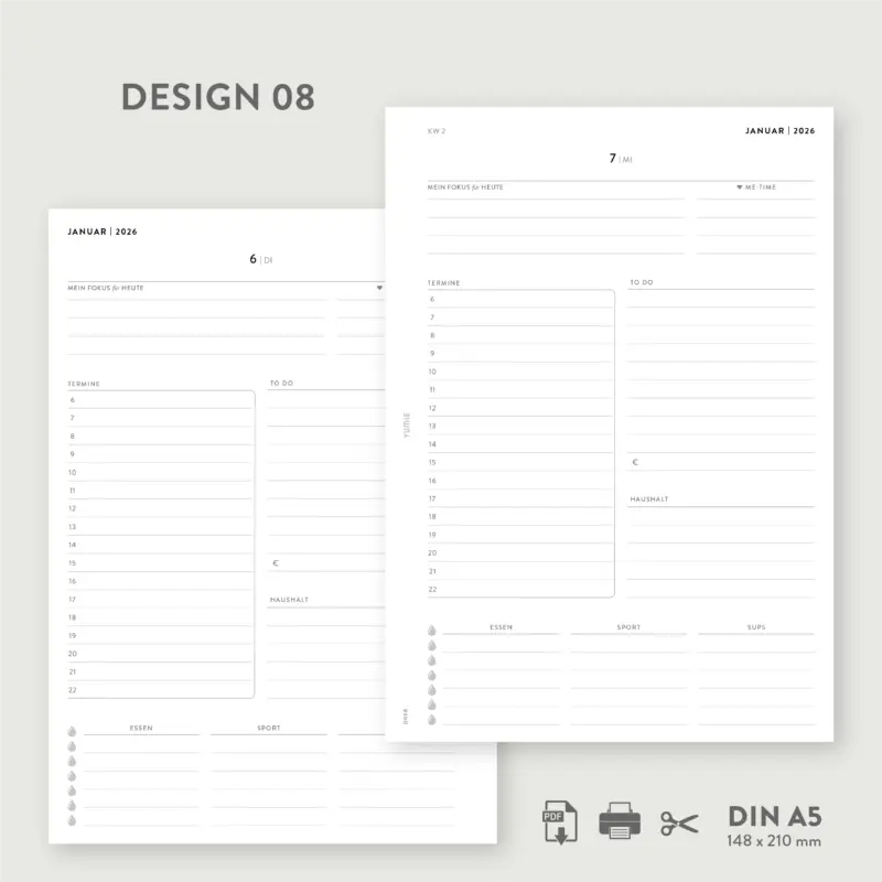 2026 Tagesplaner Design 08 Self-Care - PDF