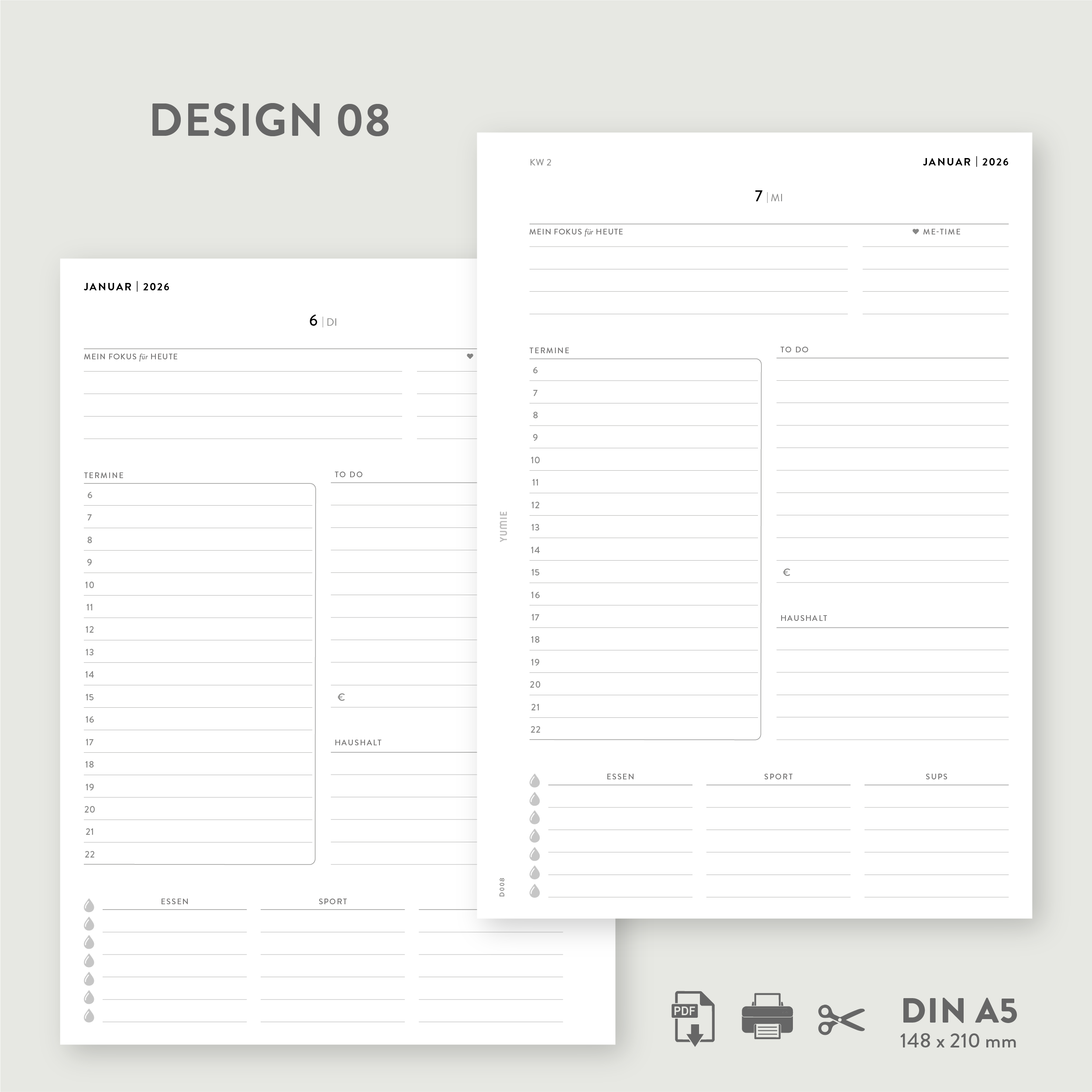 2026 Tagesplaner Design 08 Self-Care - PDF